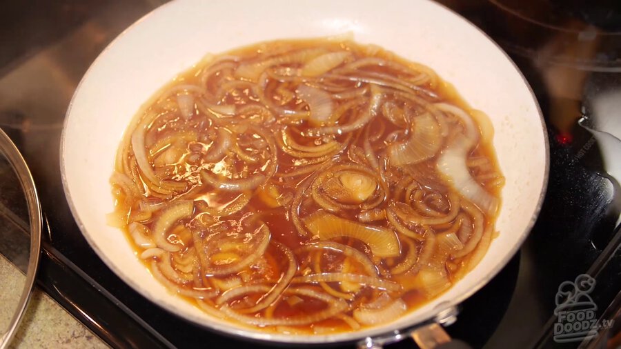 onions have turned translucent while simmering in sauce