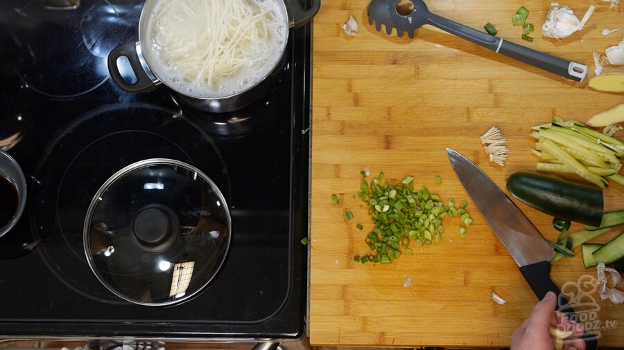 Thin slices of green onions