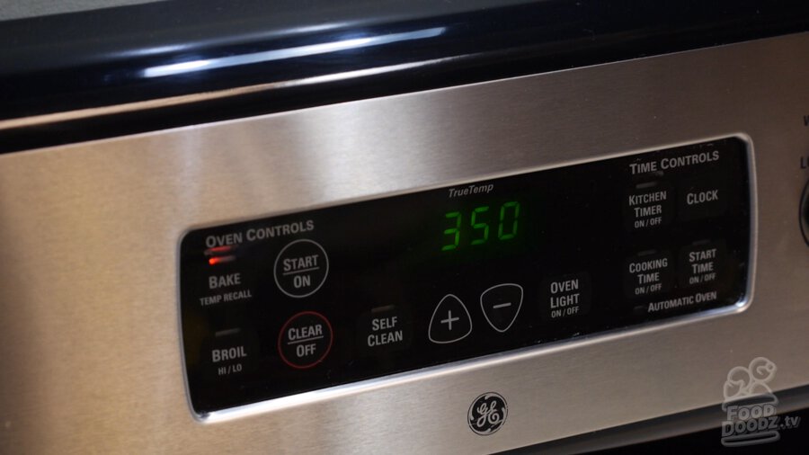 Setting oven to 350 degrees farenheit