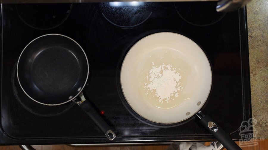 Oil and flour in pan