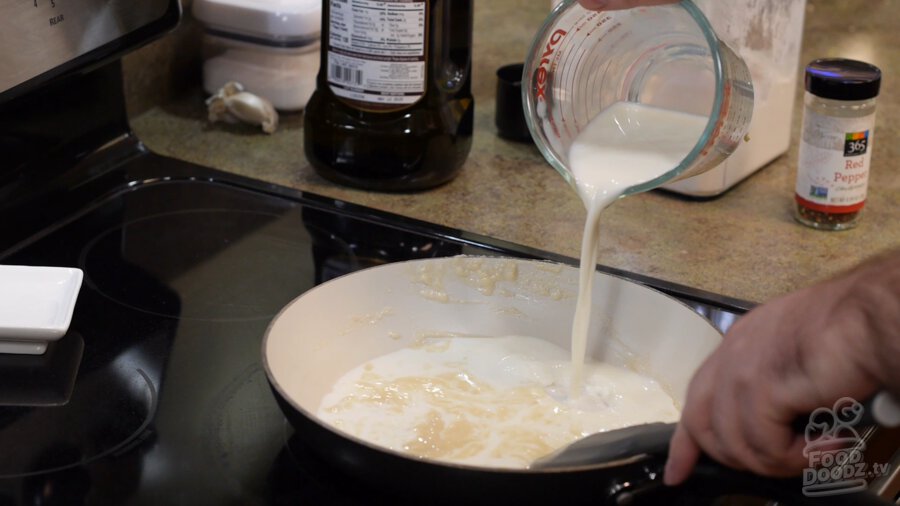 Milk added to cooked roux