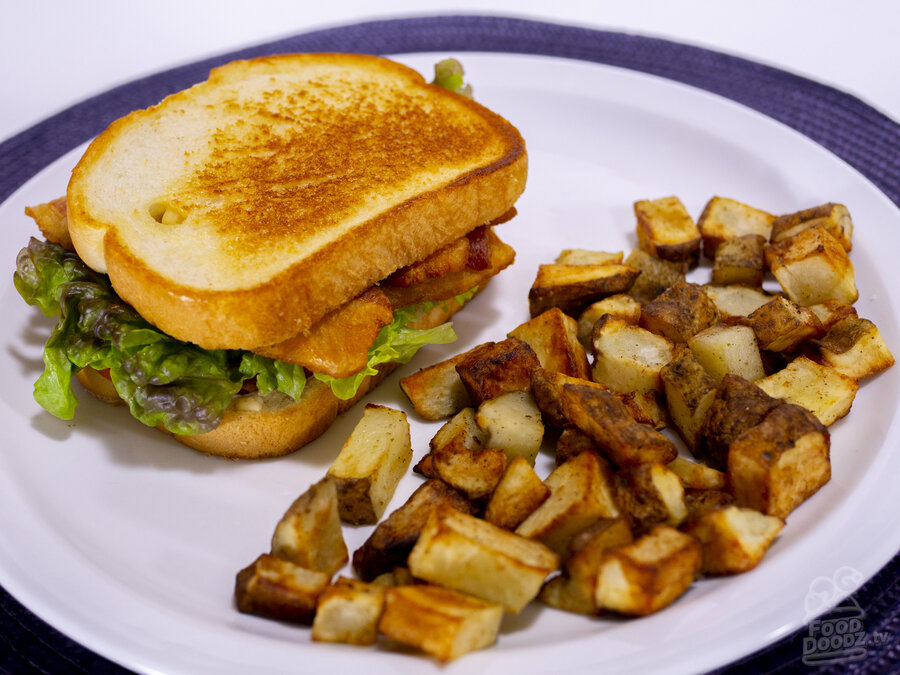 A epic BLT with a side of Air Fryer Potatoes