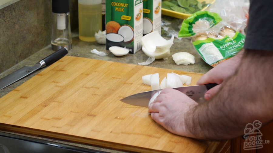 Cutting up onion