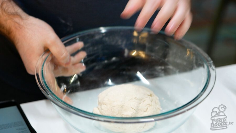 Dough that has been lightly kneaded until it just comes together (It won't be smooth)