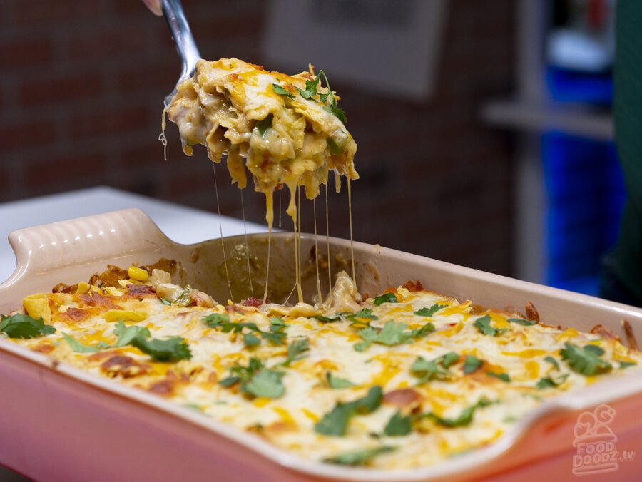 A decadent casserole of delicious King Ranch goodness.