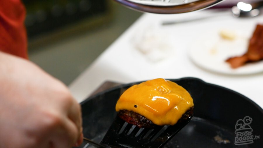 Our melted cheese on top of the sausage patty