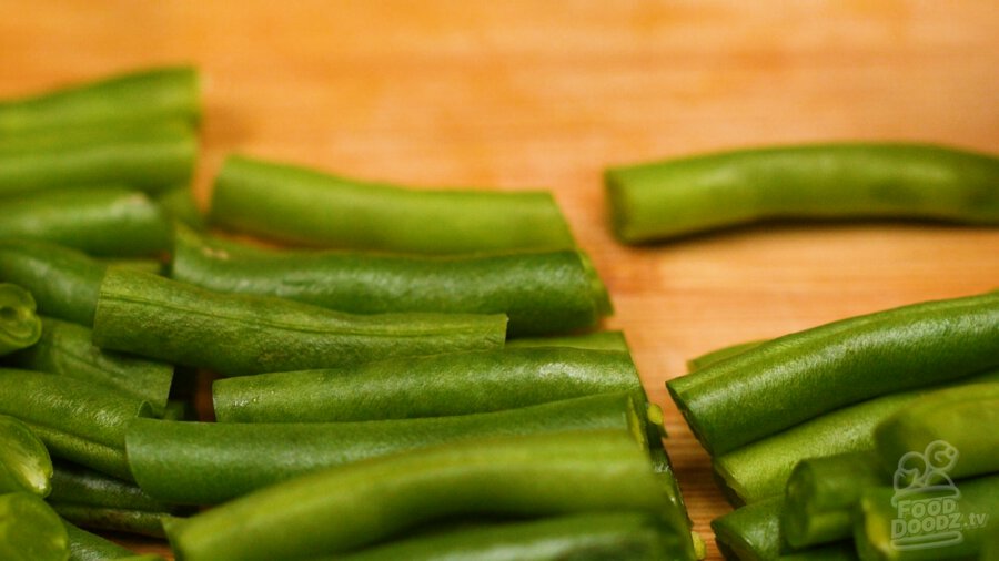 Cutting up green beans