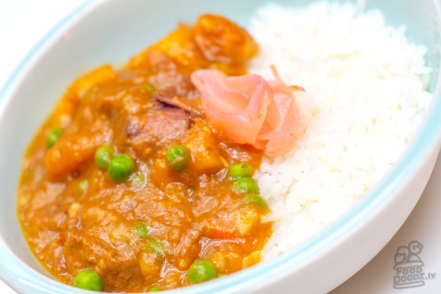 A bowl of our delicious scratch-made Japanese beef curry.