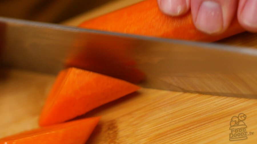 cutting up carrots