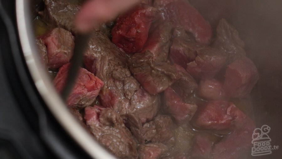 well browned stew meat