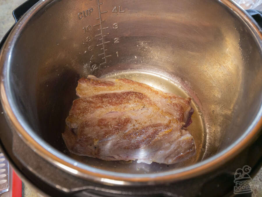 Well browned pork shoulder in a instant pot